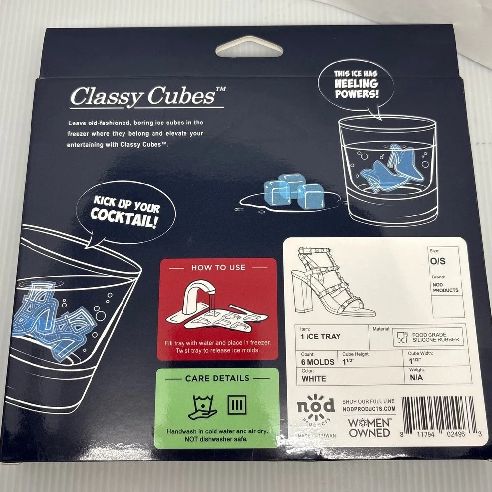 Nod Products Classy Cubes Ice Mold Tray 6 Shoe Shapes Novelty Barware Party Host